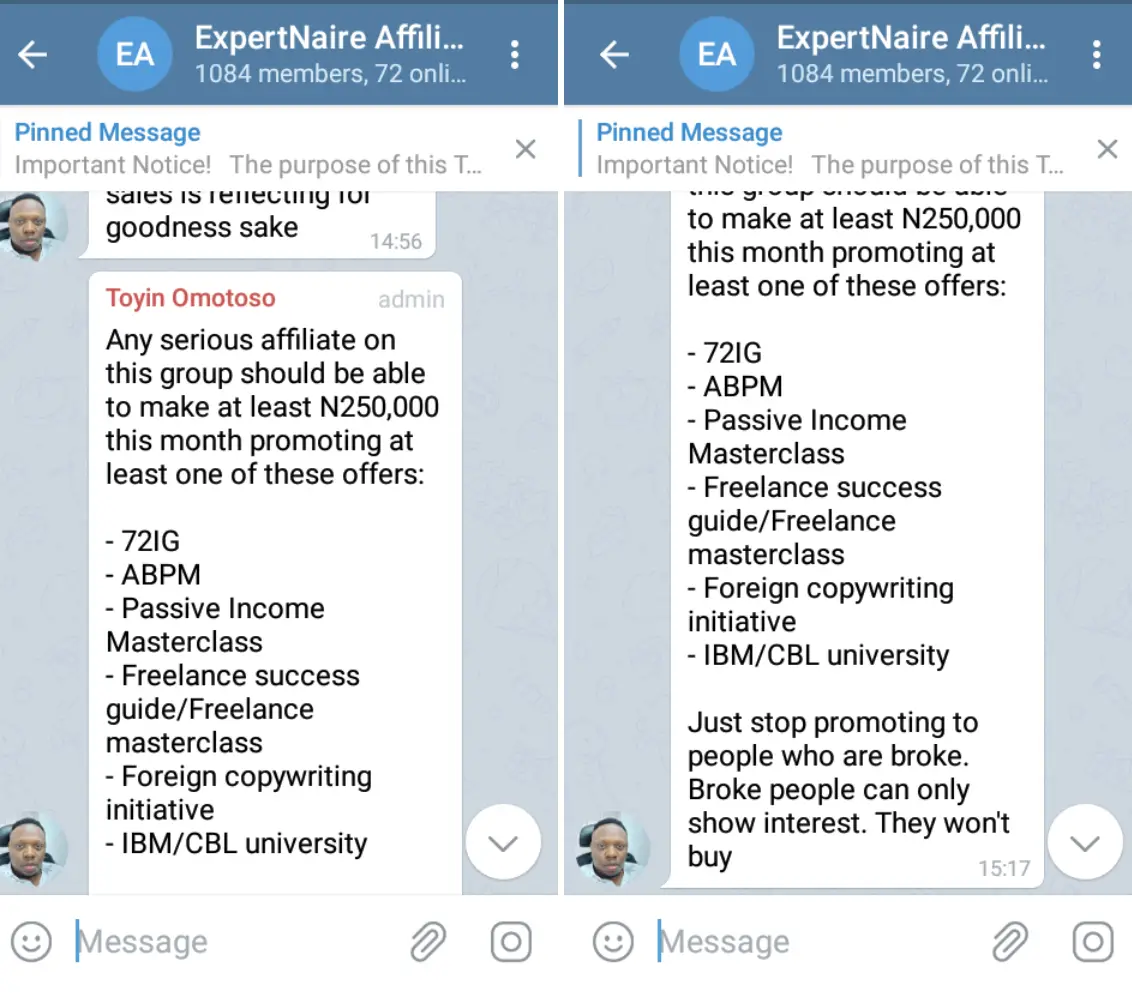 Expertnaire Affiliate Telegram group