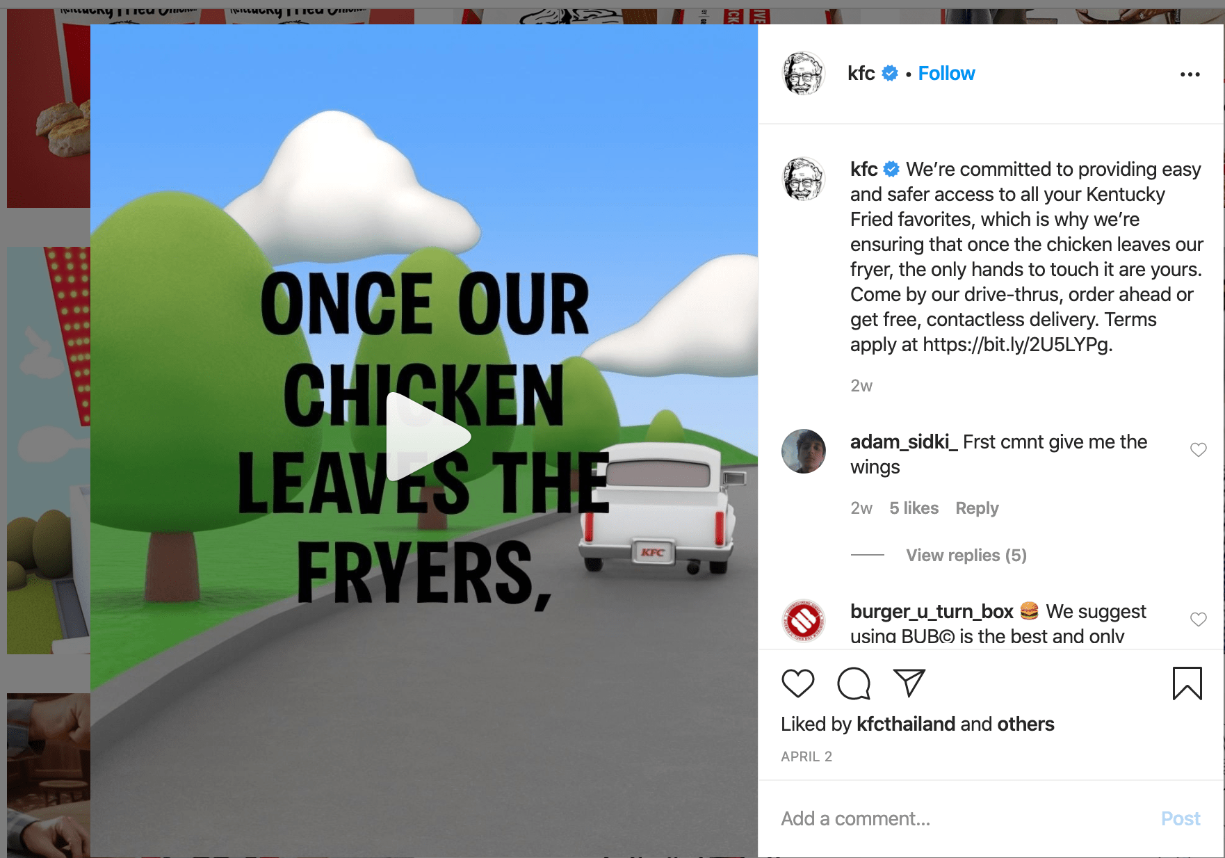 KFC Instagram Post