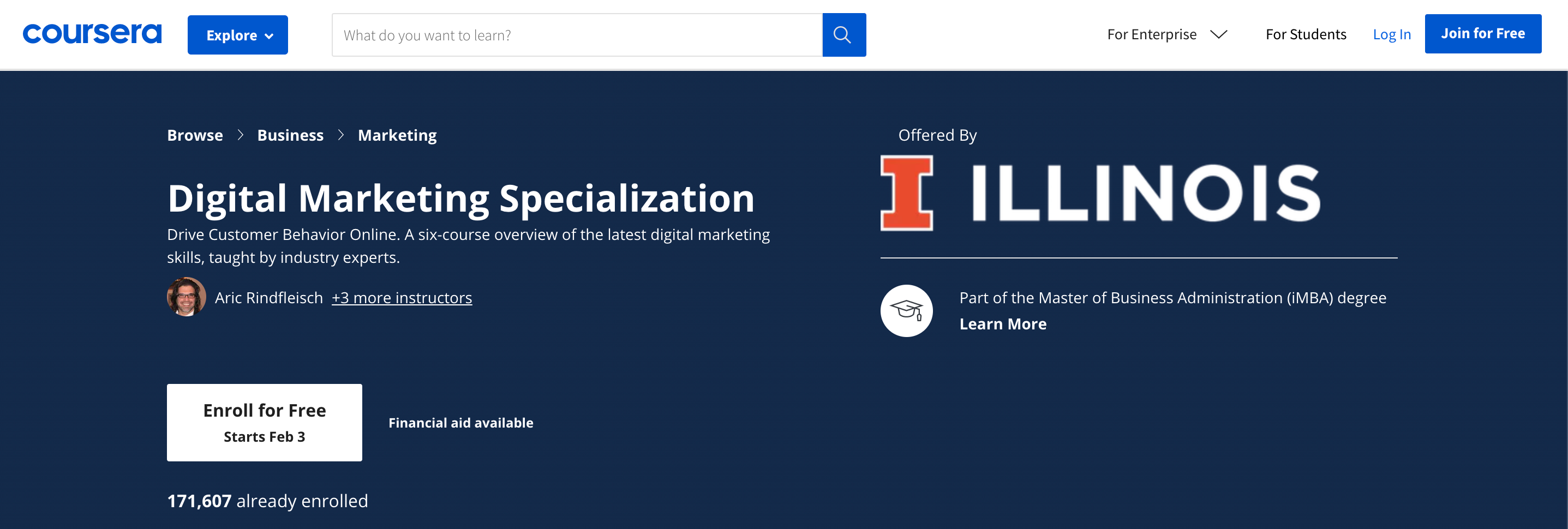 Digital Marketing Specialization by University of Illinois