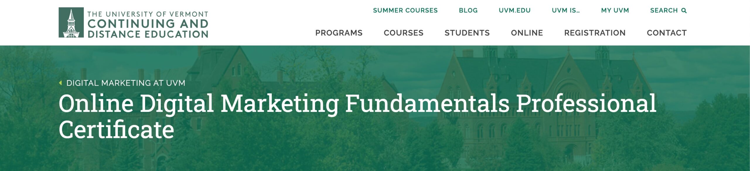 University of Vermont Digital Marketing Fundamental Certificate