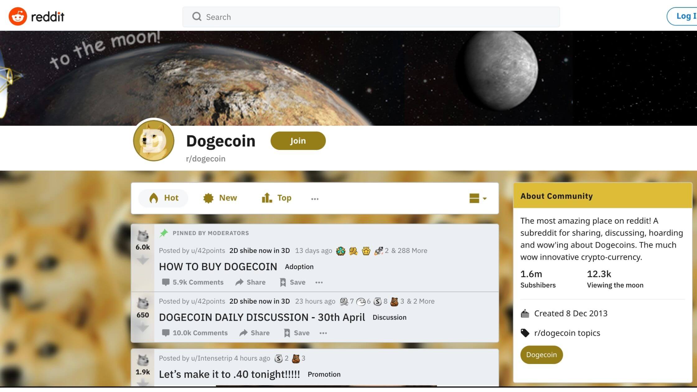 Dogecoin on Reddit