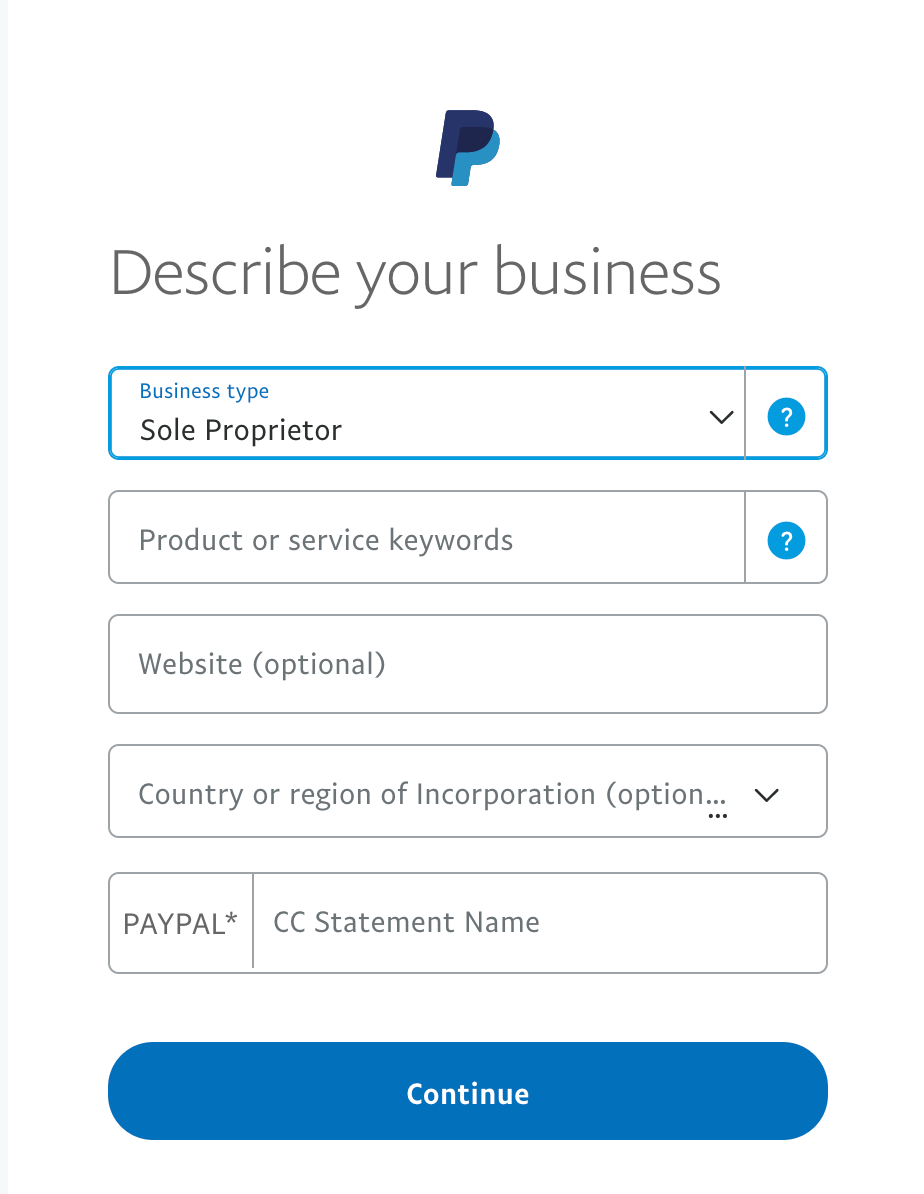 Describe your business paypal