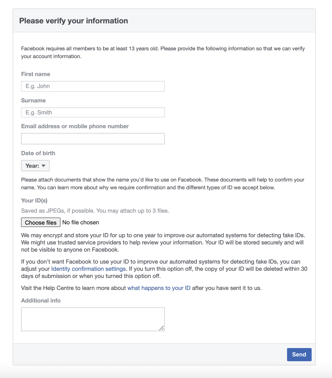 Facebook Identity Verification