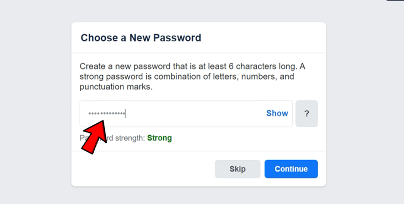 Facebook change password