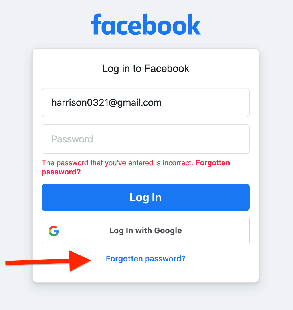 Forget Password Facebook