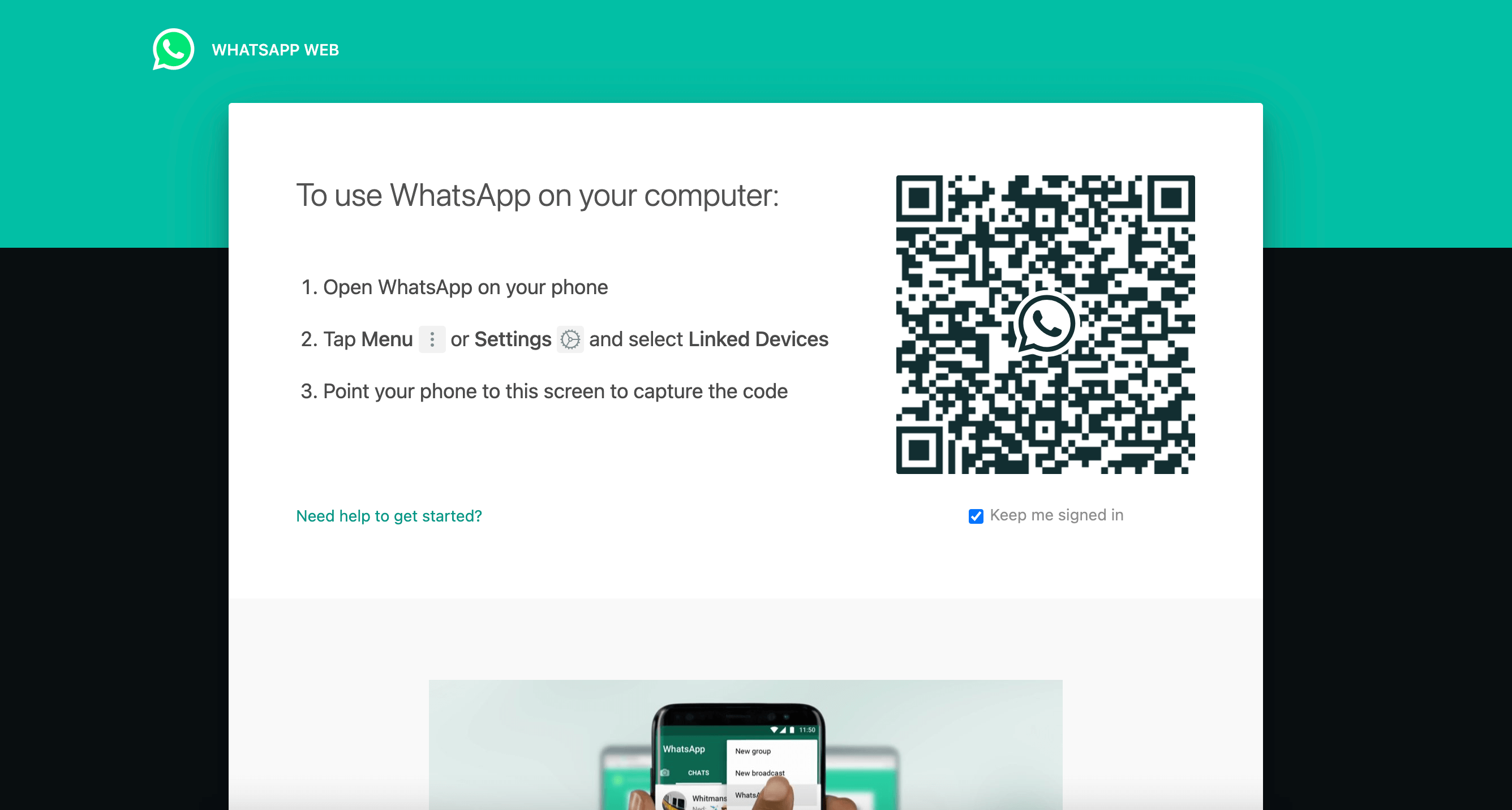 WhatsApp Login Page