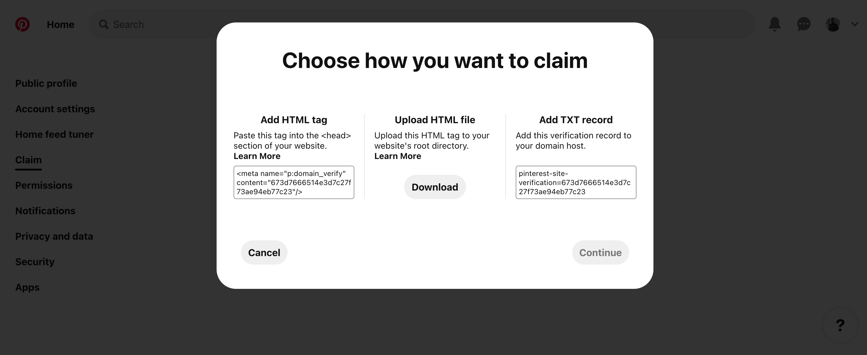 Choose how you want to claim your account