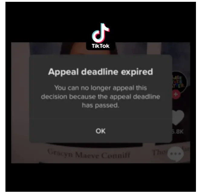 TikTok account ban notification