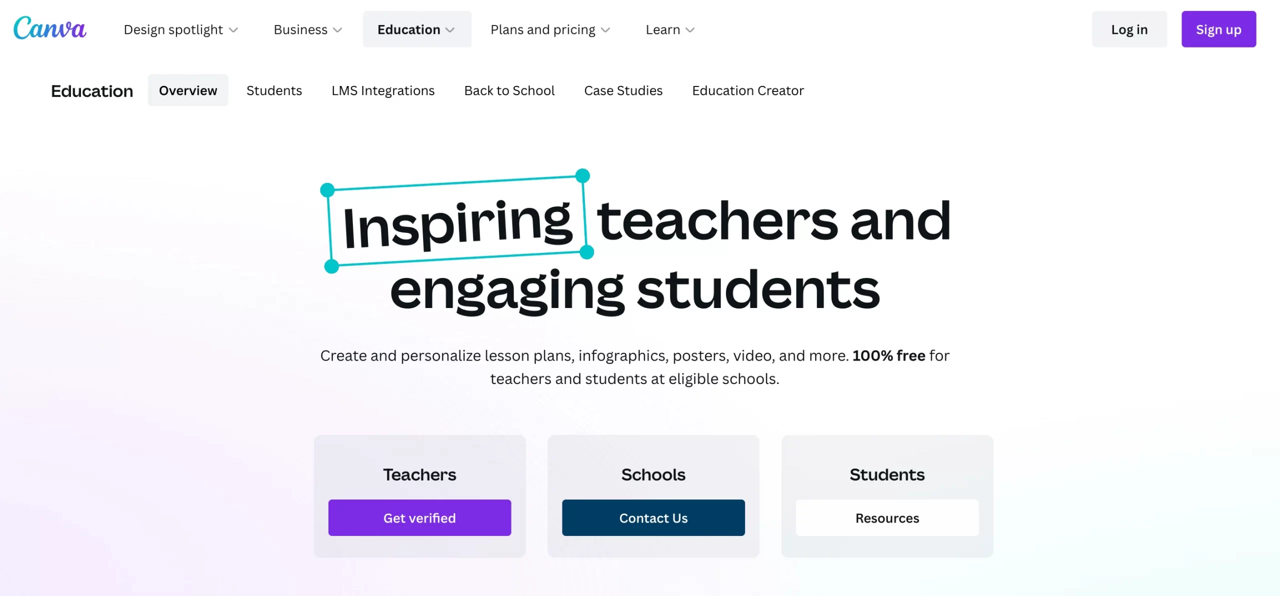 Canva for Teacher website