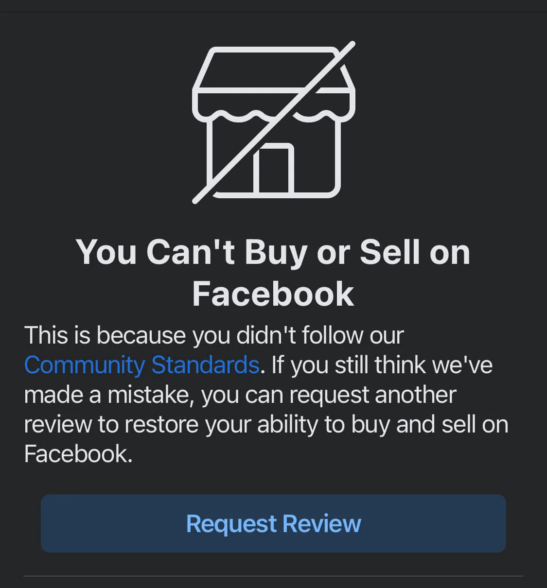Facebook Marketplace request review