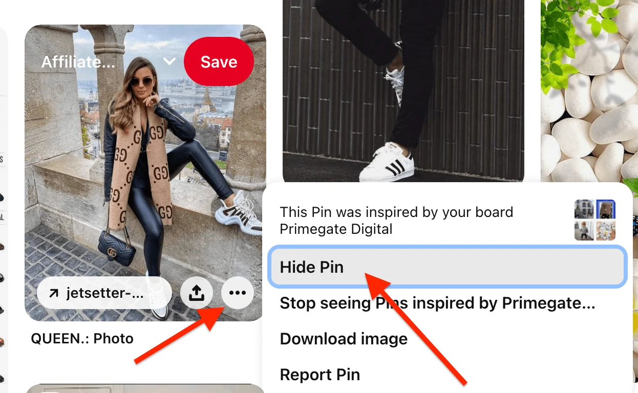 Hide Pinterest pin on desktop