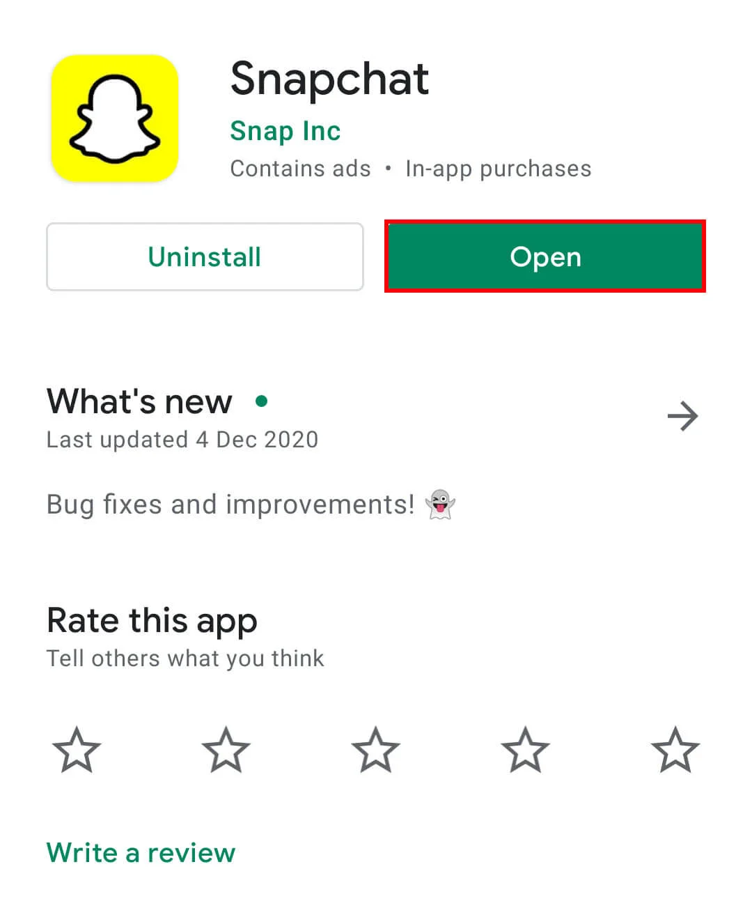 Snapchat uninstall