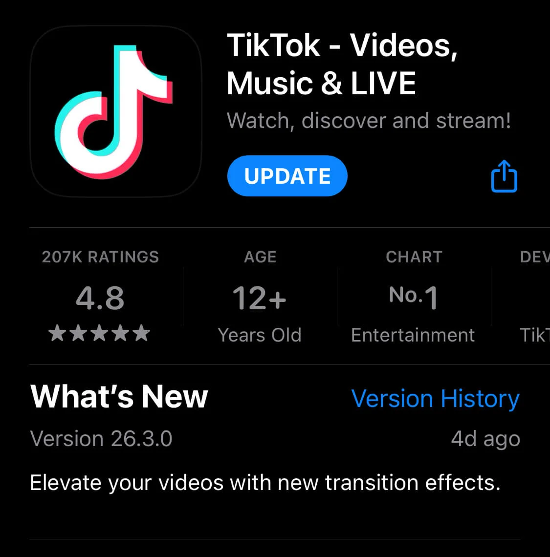 TikTok app update