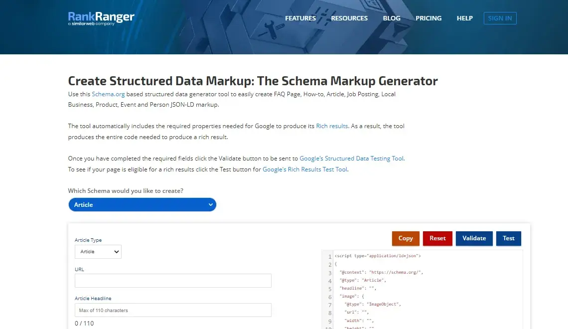RankRanger Structured Data Markup