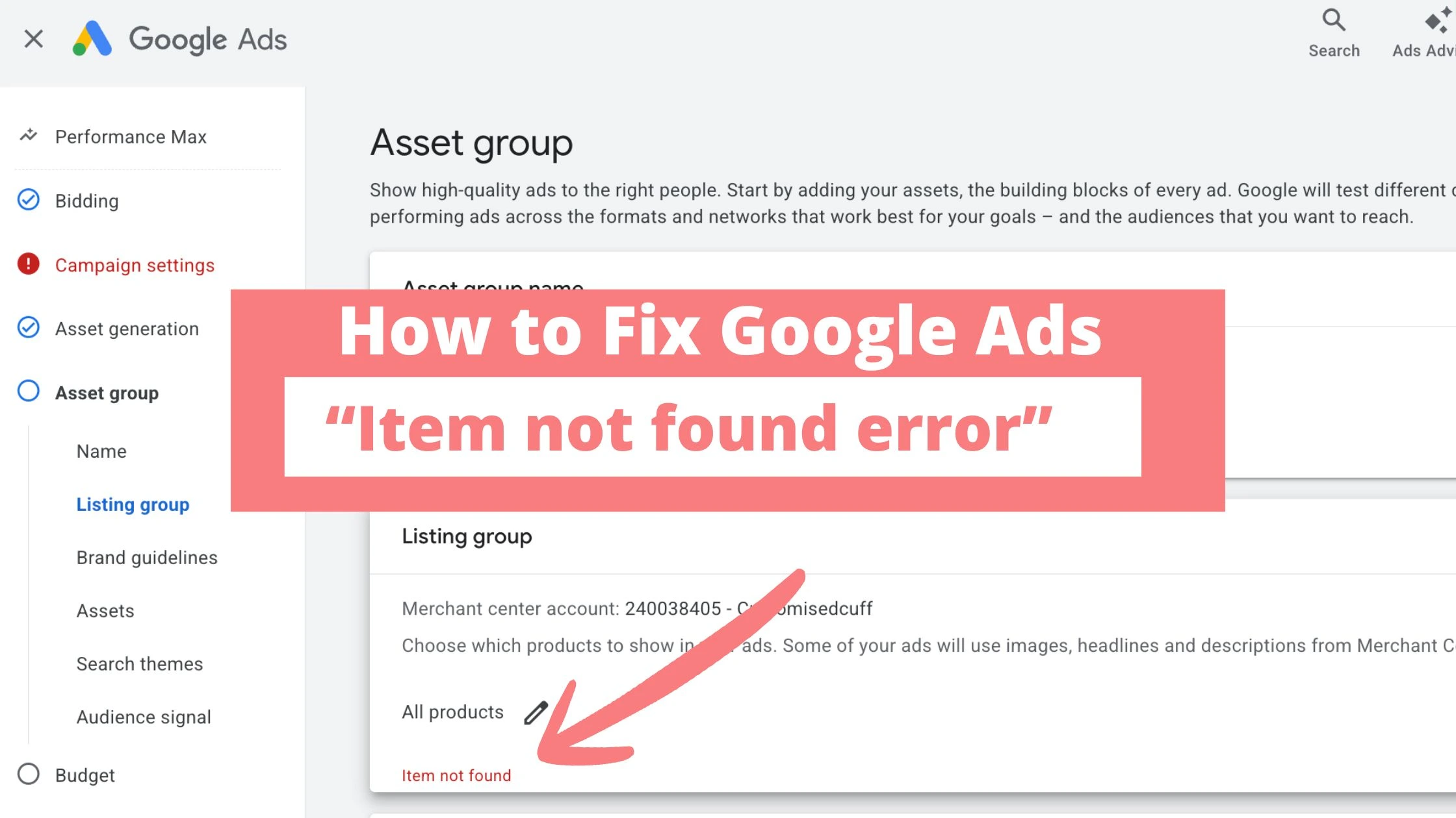 Listing groups item not found